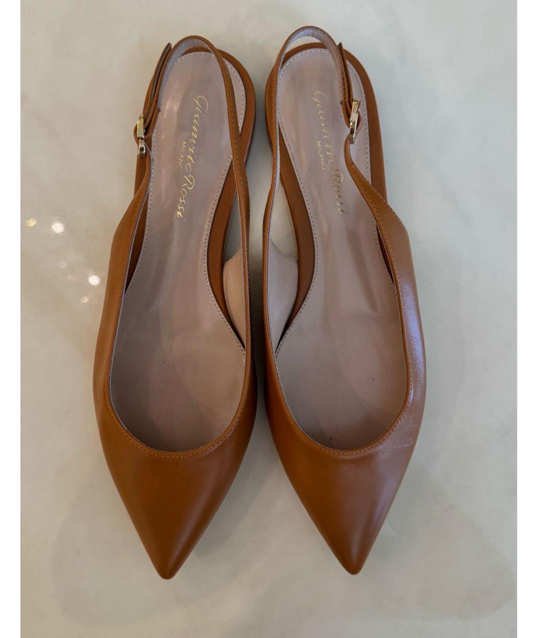 GIANVITO ROSSI Коричневые кожаные балетки, фото 2