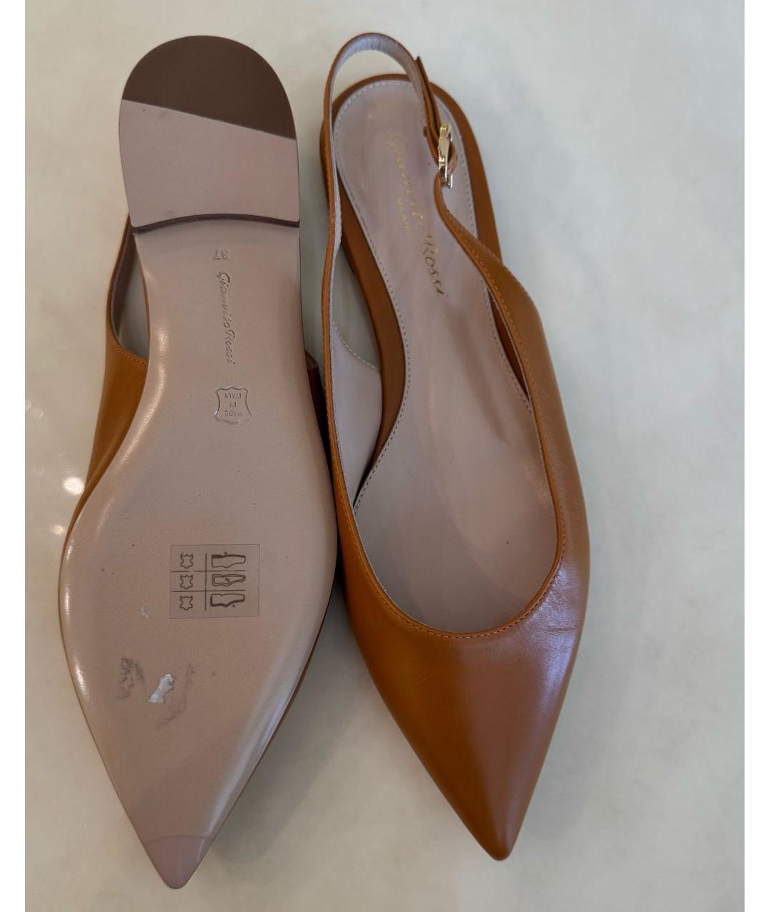 GIANVITO ROSSI Коричневые кожаные балетки, фото 3