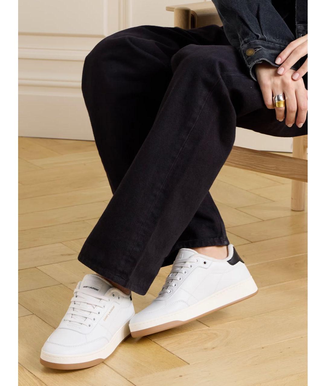 SAINT LAURENT Белые кожаные кеды, фото 4