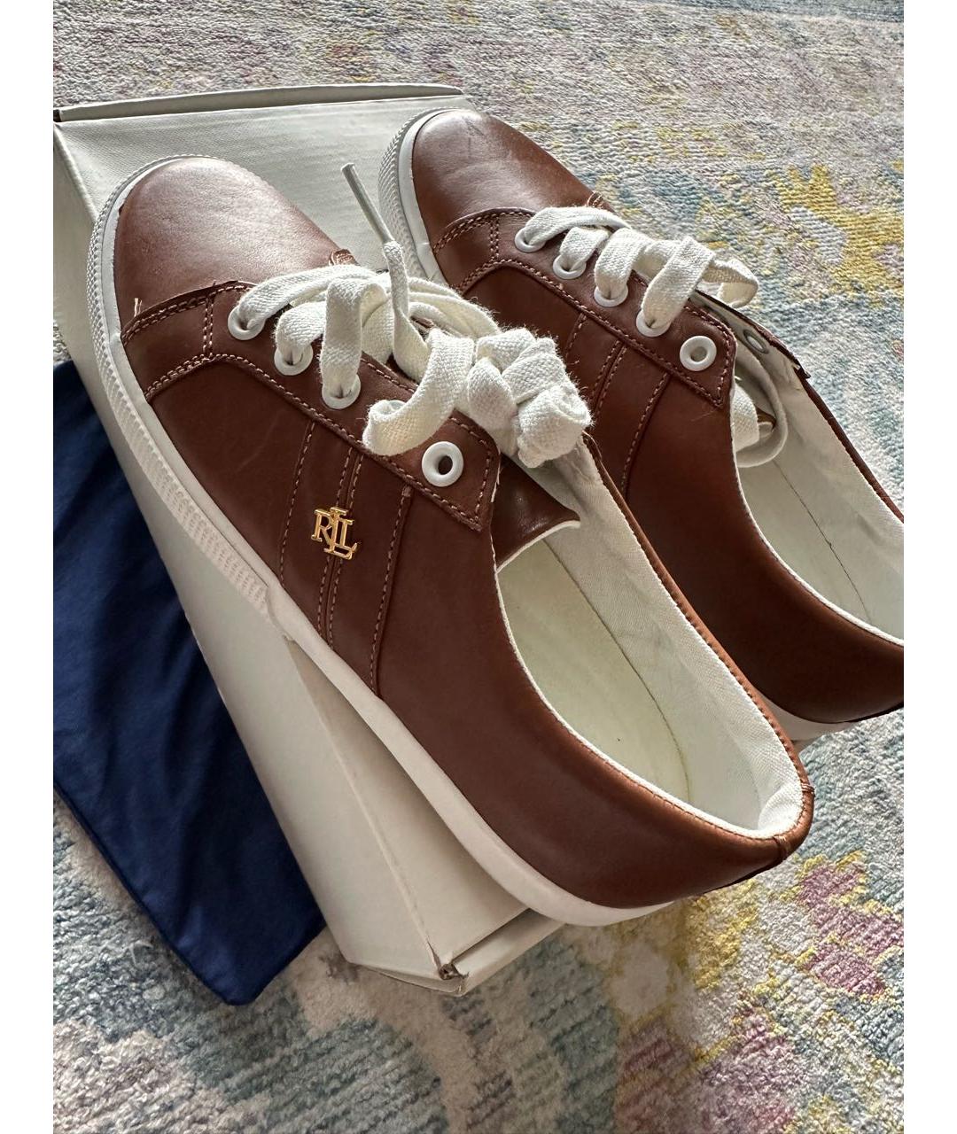POLO RALPH LAUREN Коричневые кожаные кеды, фото 3