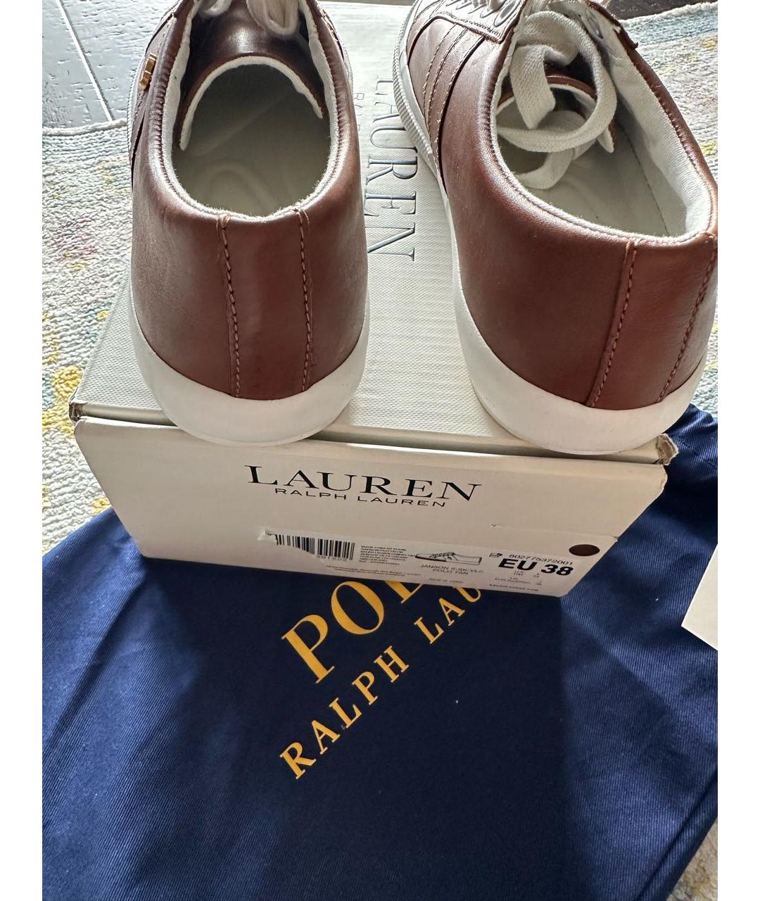 POLO RALPH LAUREN Коричневые кожаные кеды, фото 4