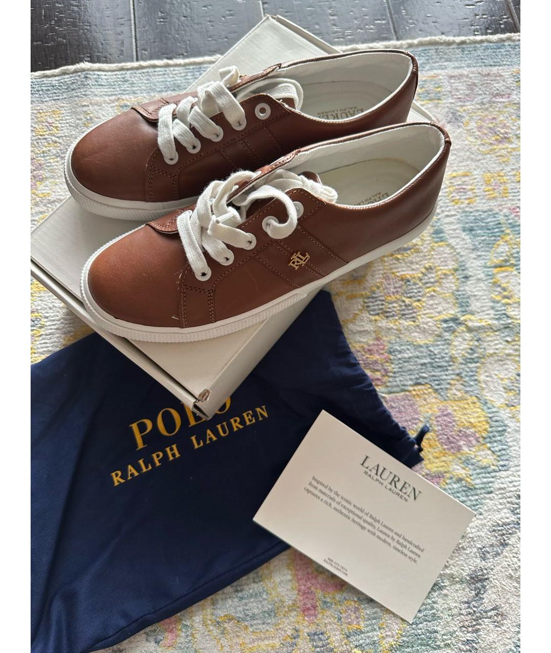 POLO RALPH LAUREN Коричневые кожаные кеды, фото 5