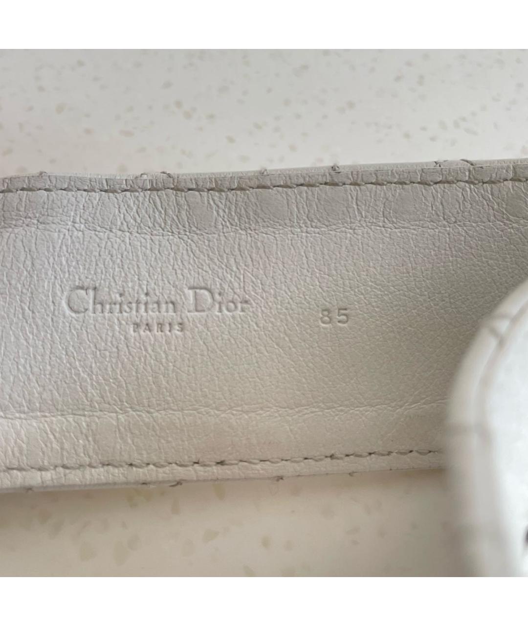CHRISTIAN DIOR Белый кожаный ремень, фото 3