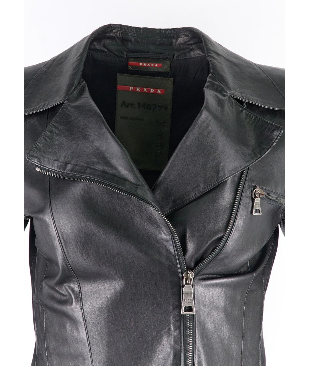 PRADA Черная кожаная куртка, фото 4