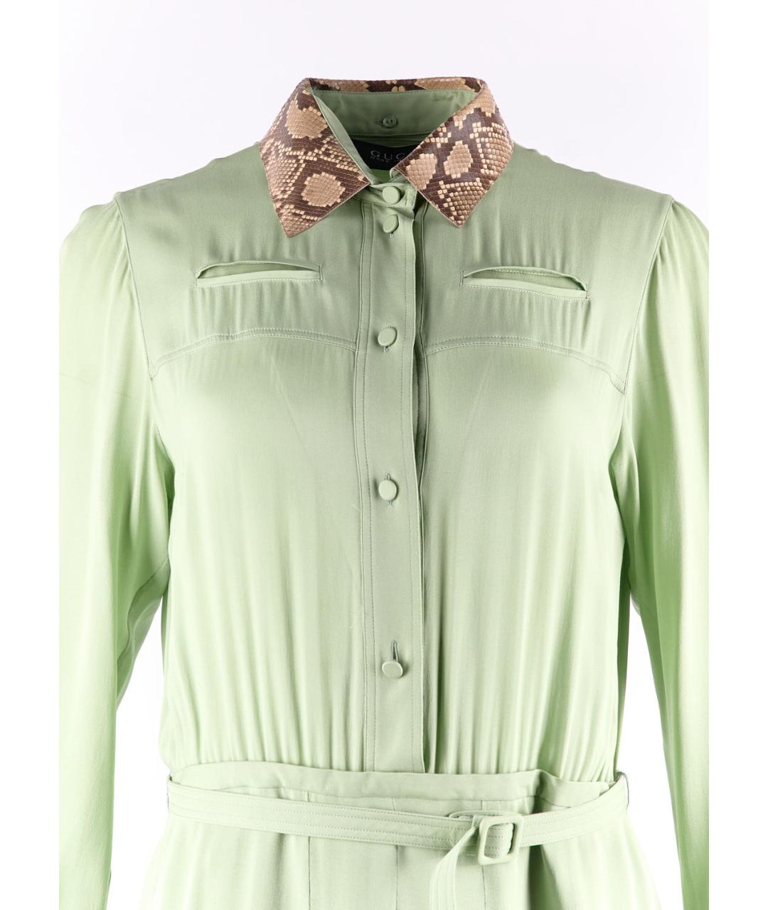 GUCCI Зеленые шелковое повседневное платье, фото 4
