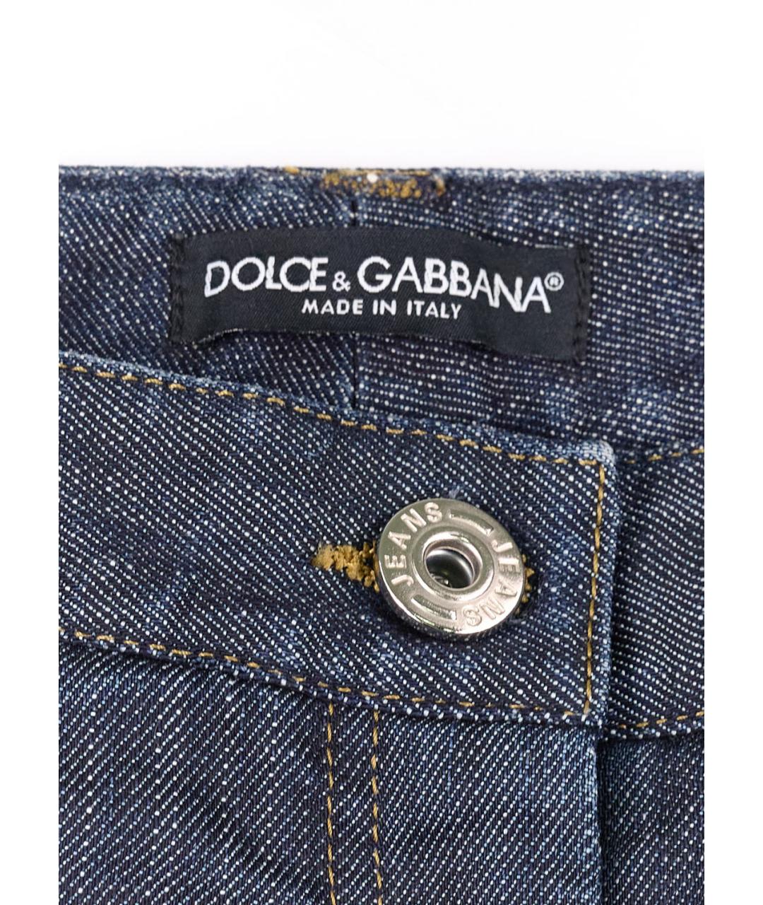 DOLCE&GABBANA Синие хлопко-полиэстеровые прямые джинсы, фото 3