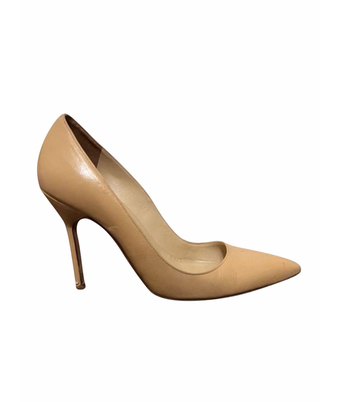 MANOLO BLAHNIK Бежевые кожаные туфли, фото 1