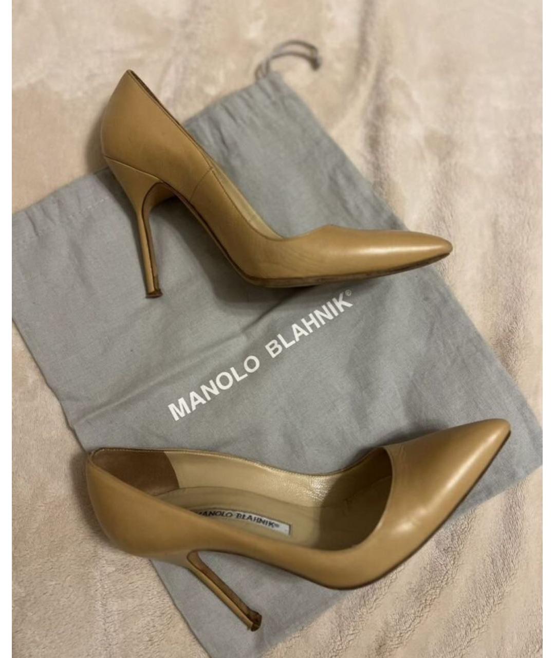 MANOLO BLAHNIK Бежевые кожаные туфли, фото 5