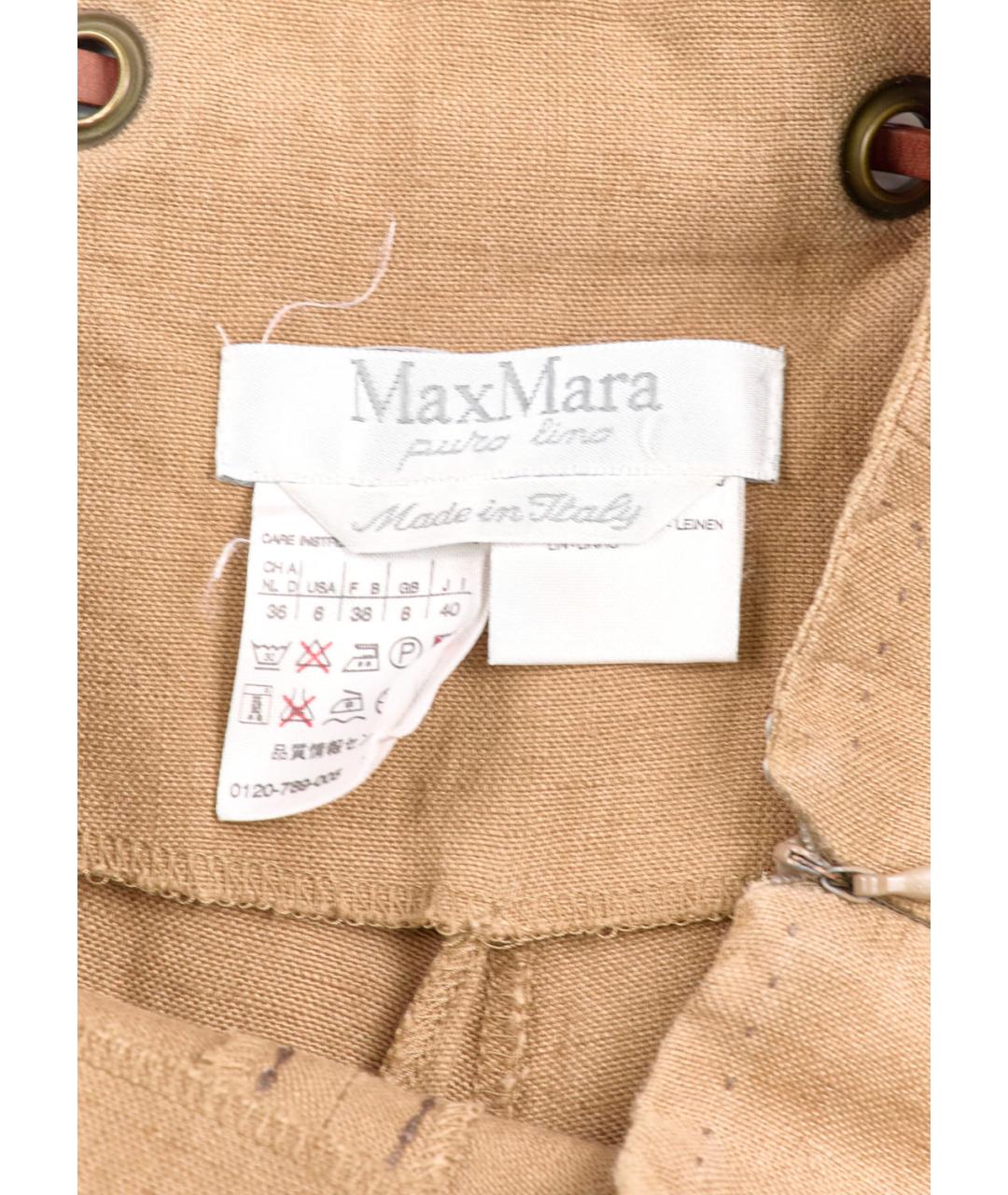 MAX MARA Коричневые льняные брюки широкие, фото 3
