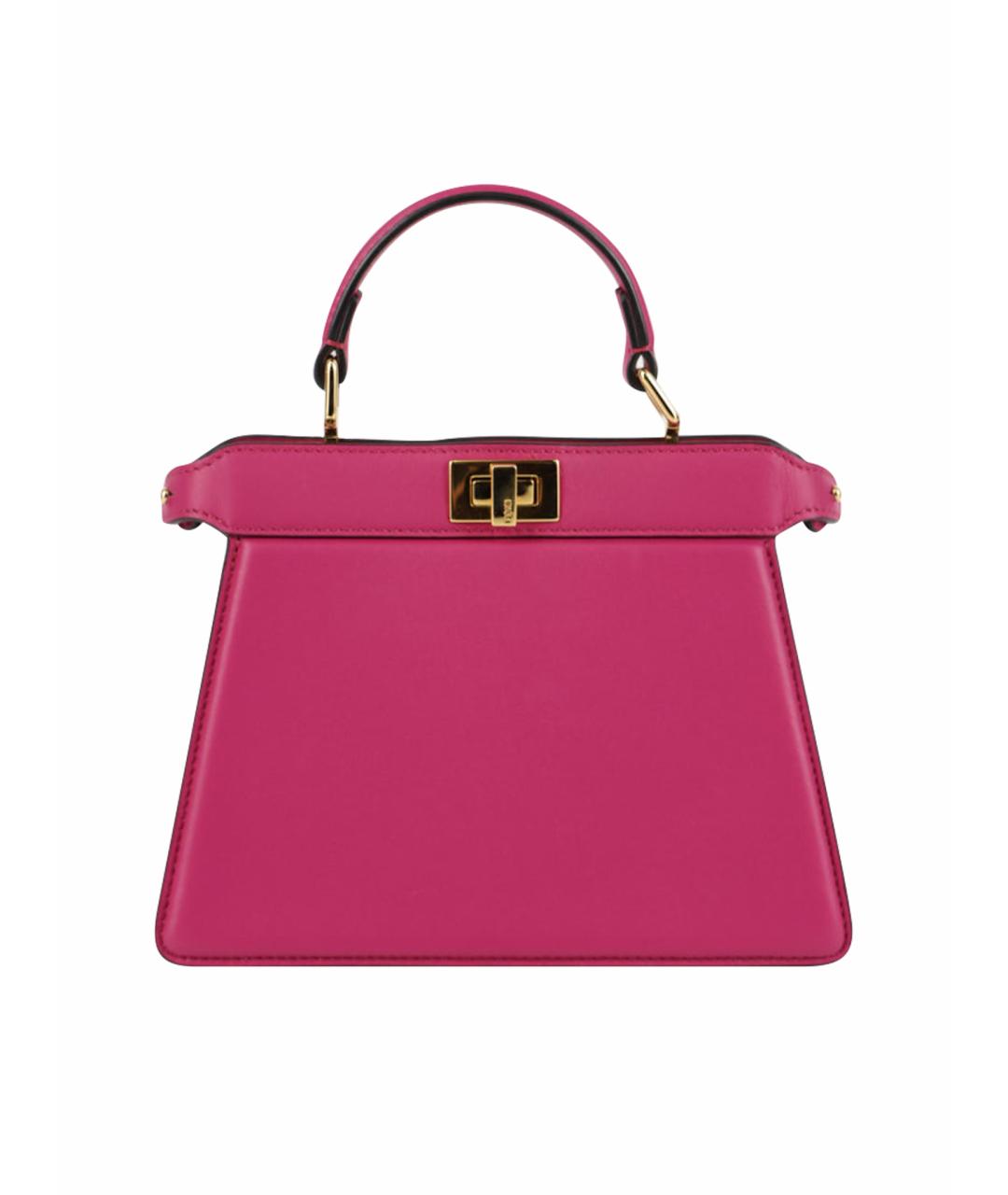 FENDI Розовая кожаная сумка с короткими ручками, фото 1