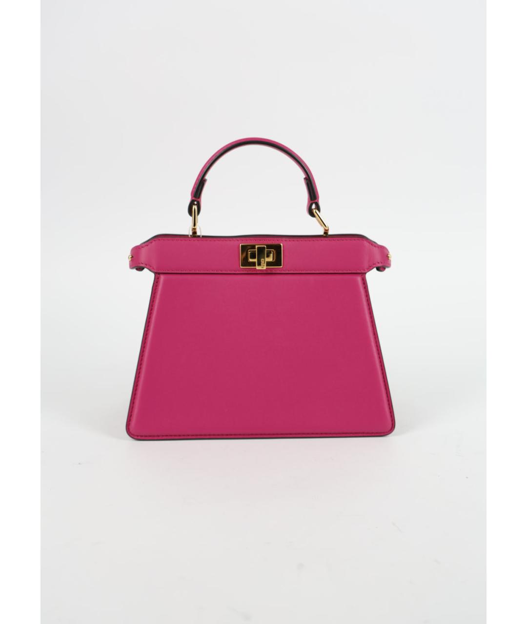 FENDI Розовая кожаная сумка с короткими ручками, фото 6