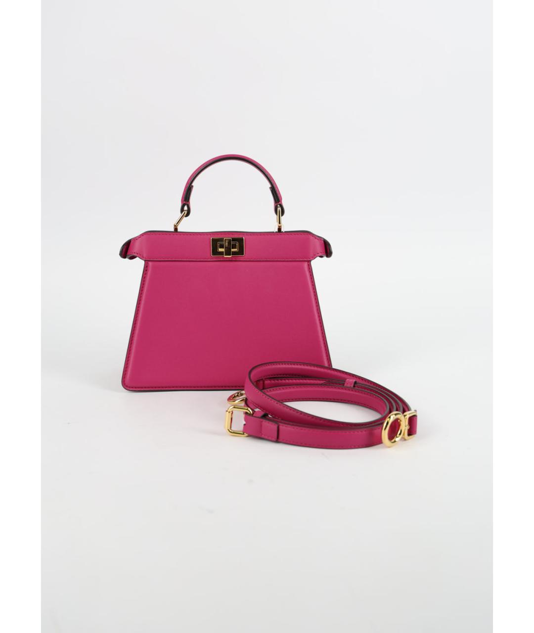 FENDI Розовая кожаная сумка с короткими ручками, фото 5