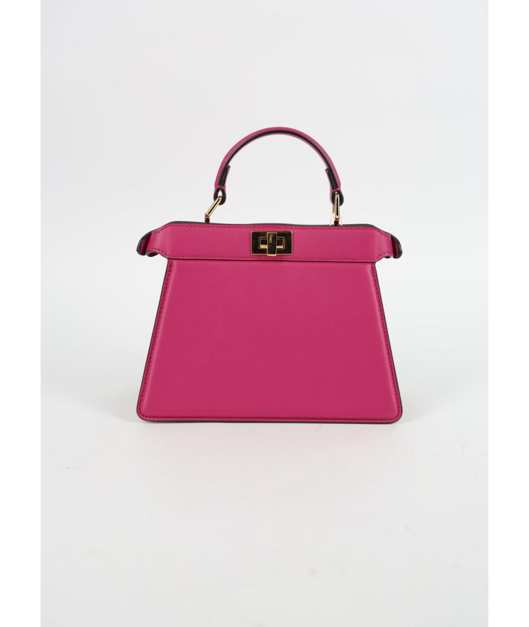 FENDI Розовая кожаная сумка с короткими ручками, фото 3