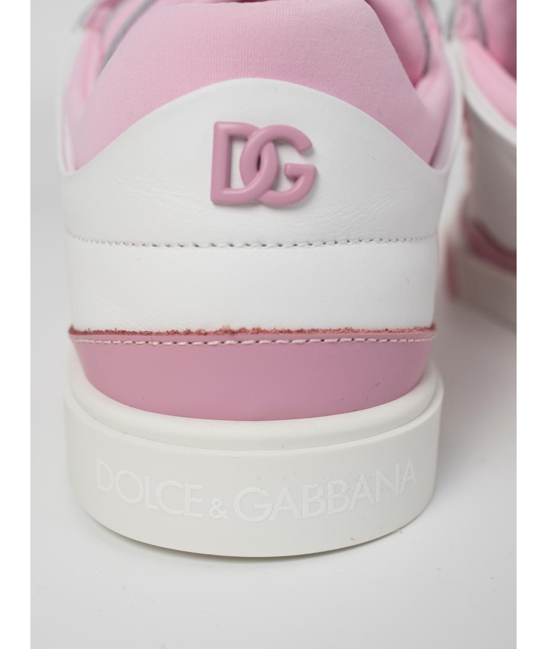 DOLCE & GABBANA KIDS Розовые кожаные кеды, фото 4
