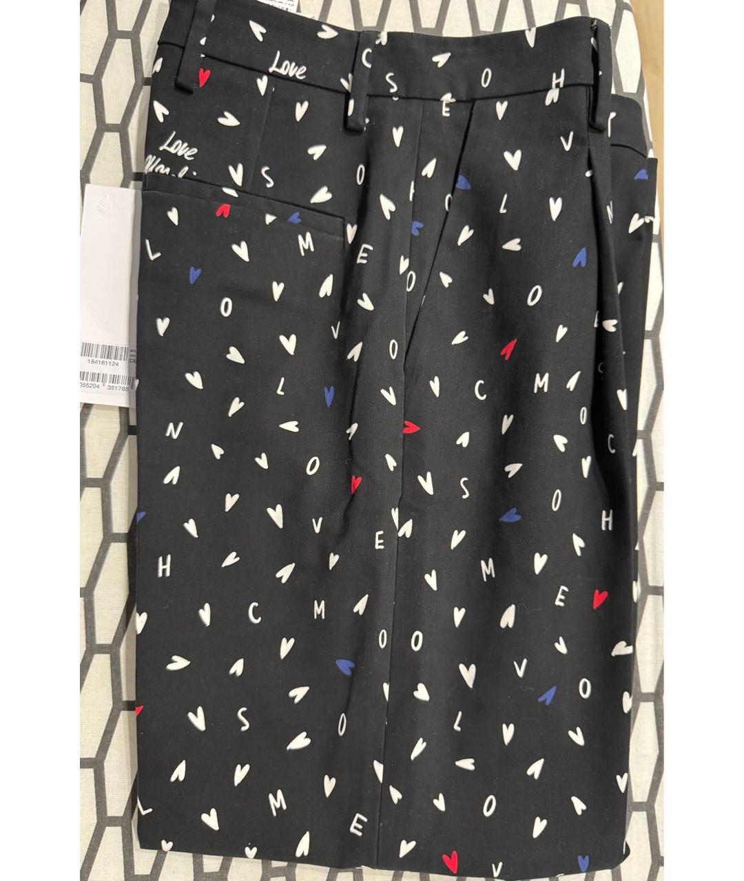LOVE MOSCHINO Черные хлопко-эластановые прямые брюки, фото 3