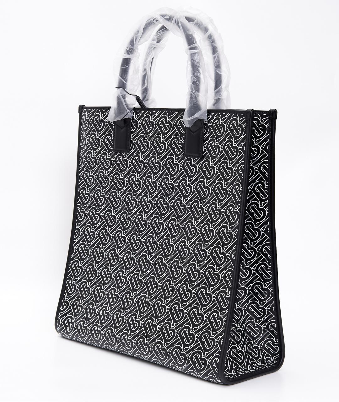 BURBERRY Черная кожаная сумка тоут, фото 2