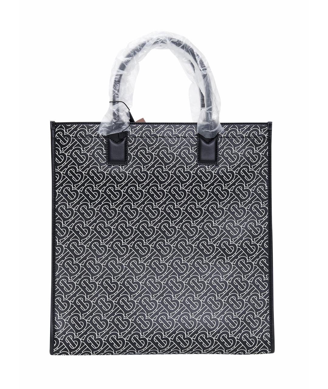 BURBERRY Черная кожаная сумка тоут, фото 1