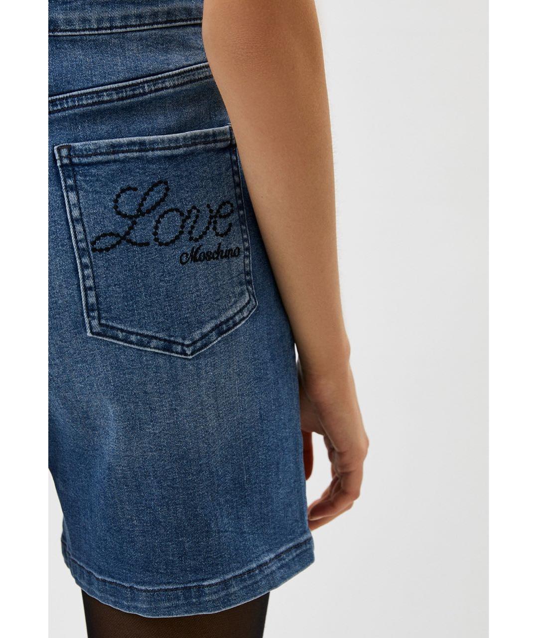 LOVE MOSCHINO Темно-синие деним шорты, фото 7
