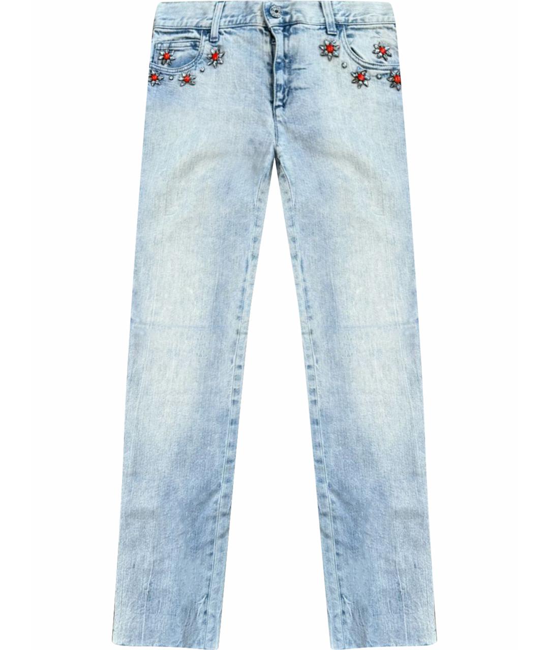 GUCCI Голубые хлопковые джинсы слим, фото 1