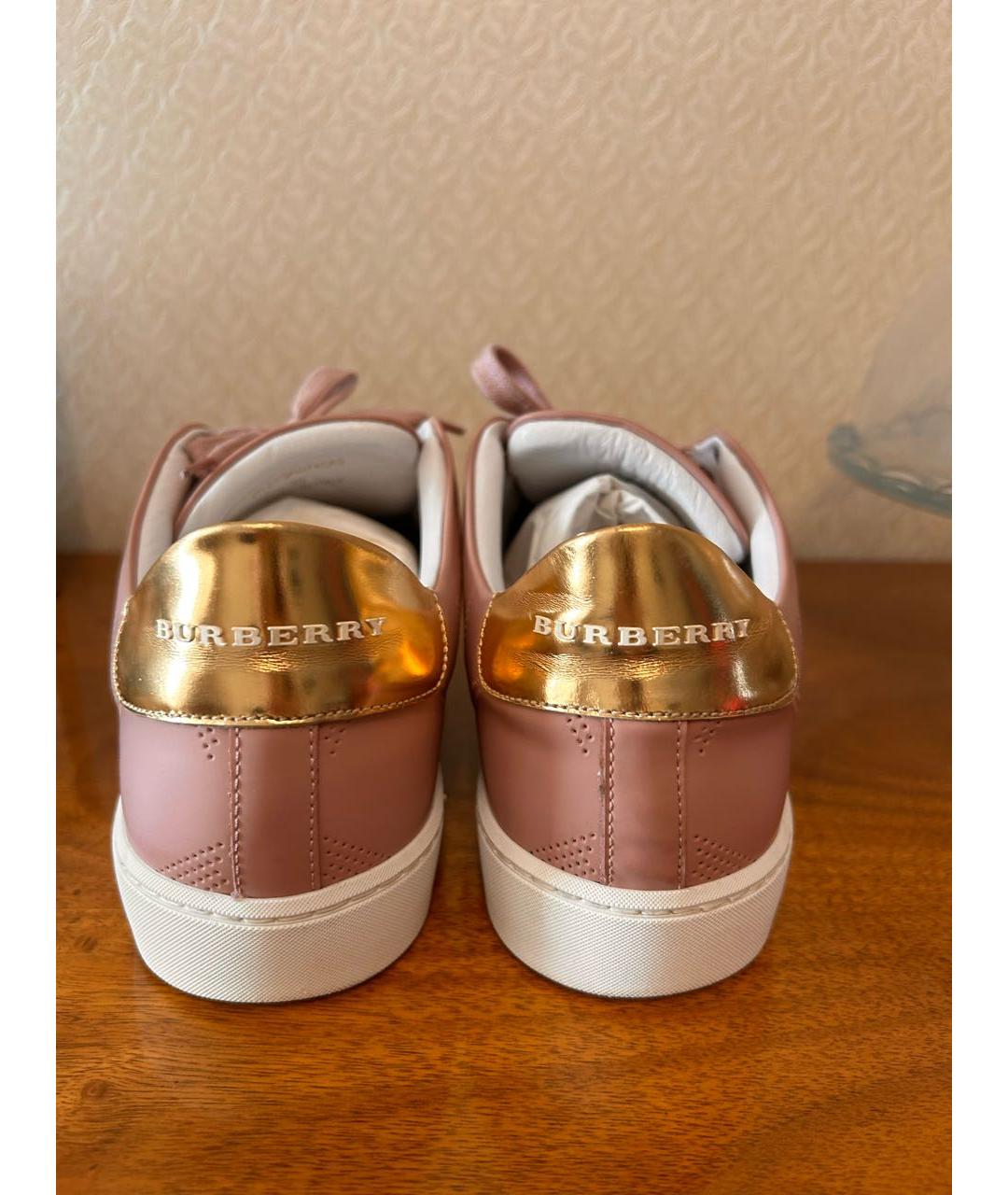 BURBERRY Розовые кожаные кроссовки, фото 4