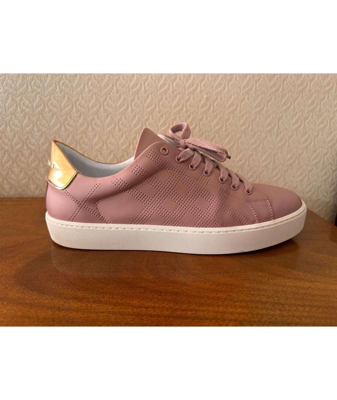 BURBERRY Розовые кожаные кроссовки, фото 7