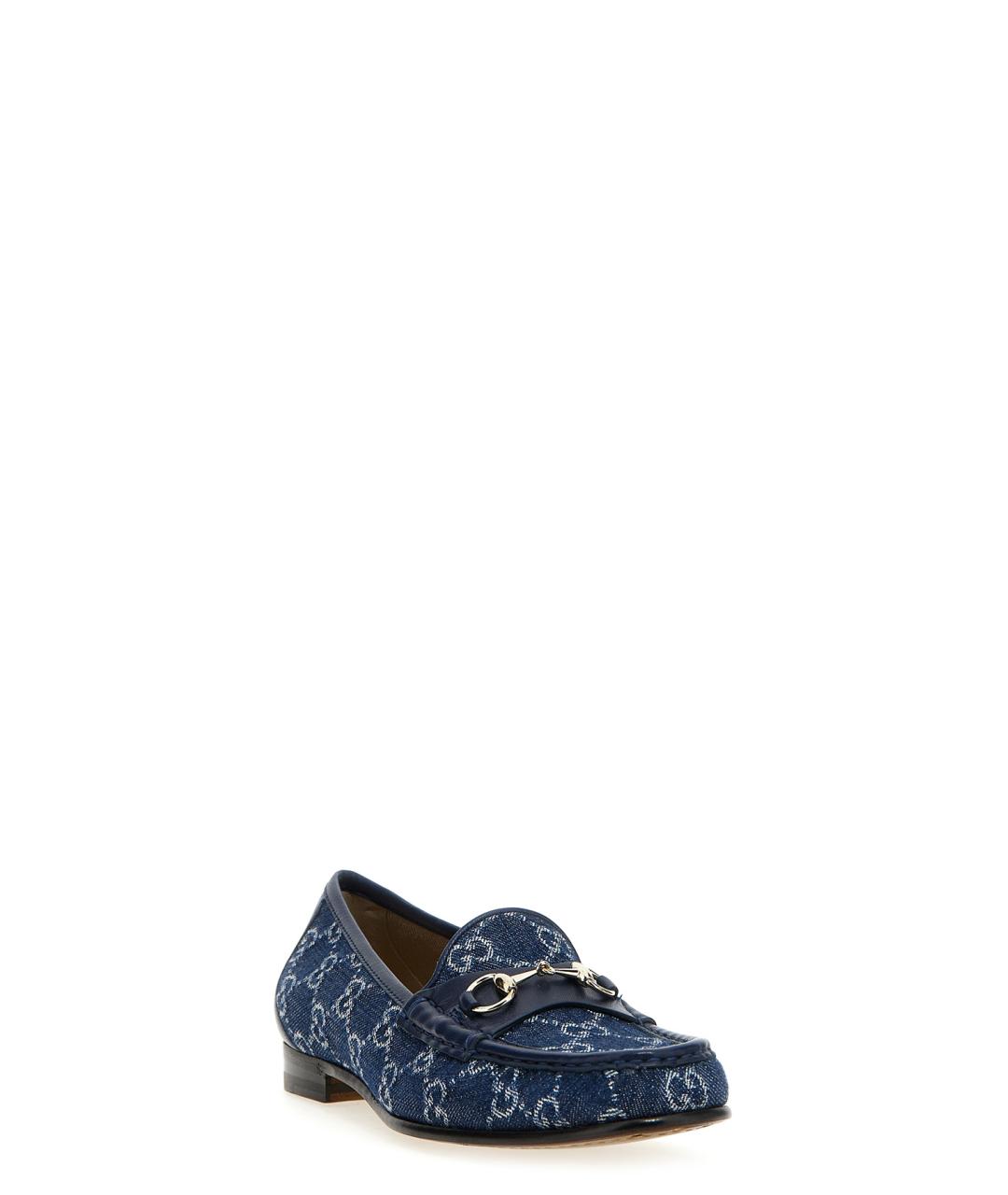 GUCCI Синие текстильные лоферы, фото 2