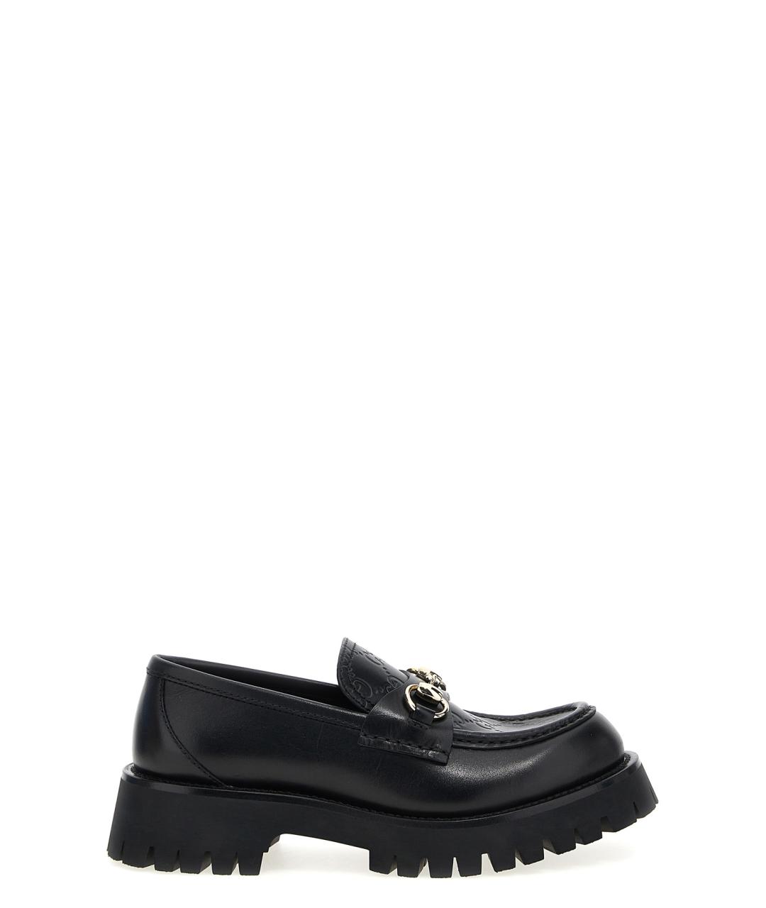 GUCCI Черные кожаные лоферы, фото 1