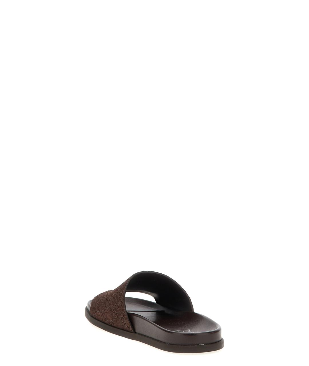GUCCI Коричневые кожаные шлепанцы, фото 3