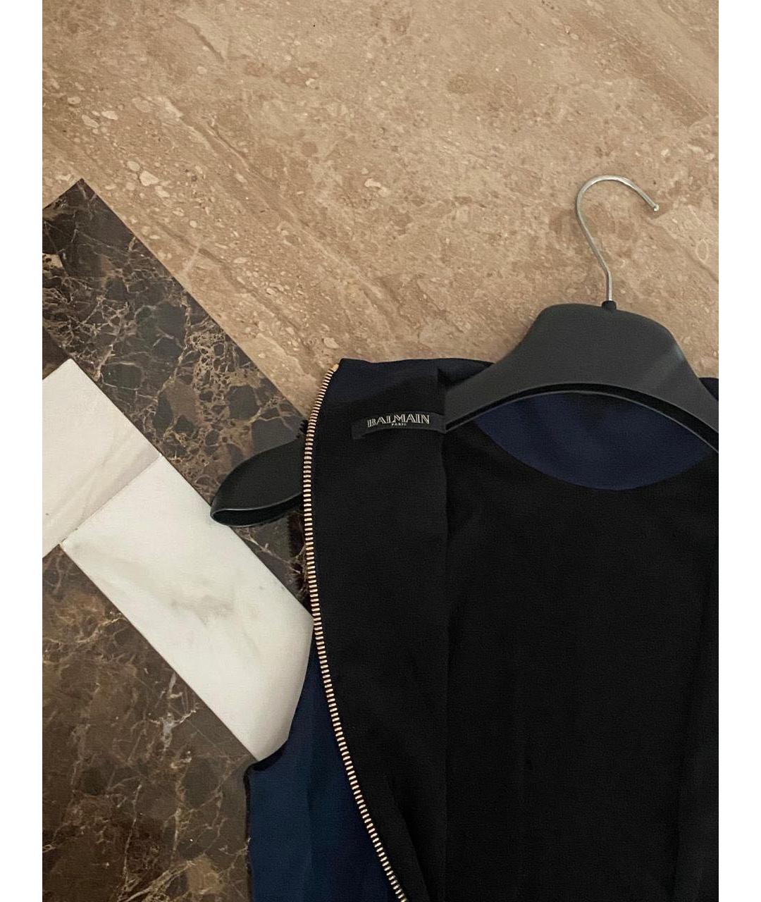 BALMAIN Темно-синее вискозное коктейльное платье, фото 2