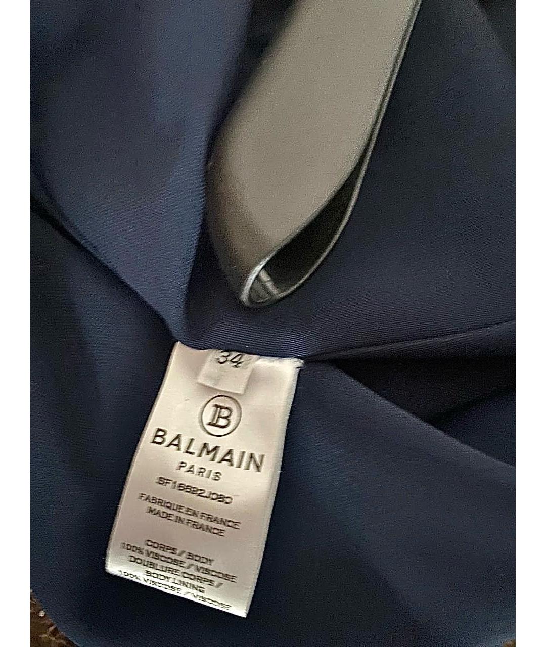 BALMAIN Темно-синее вискозное коктейльное платье, фото 3