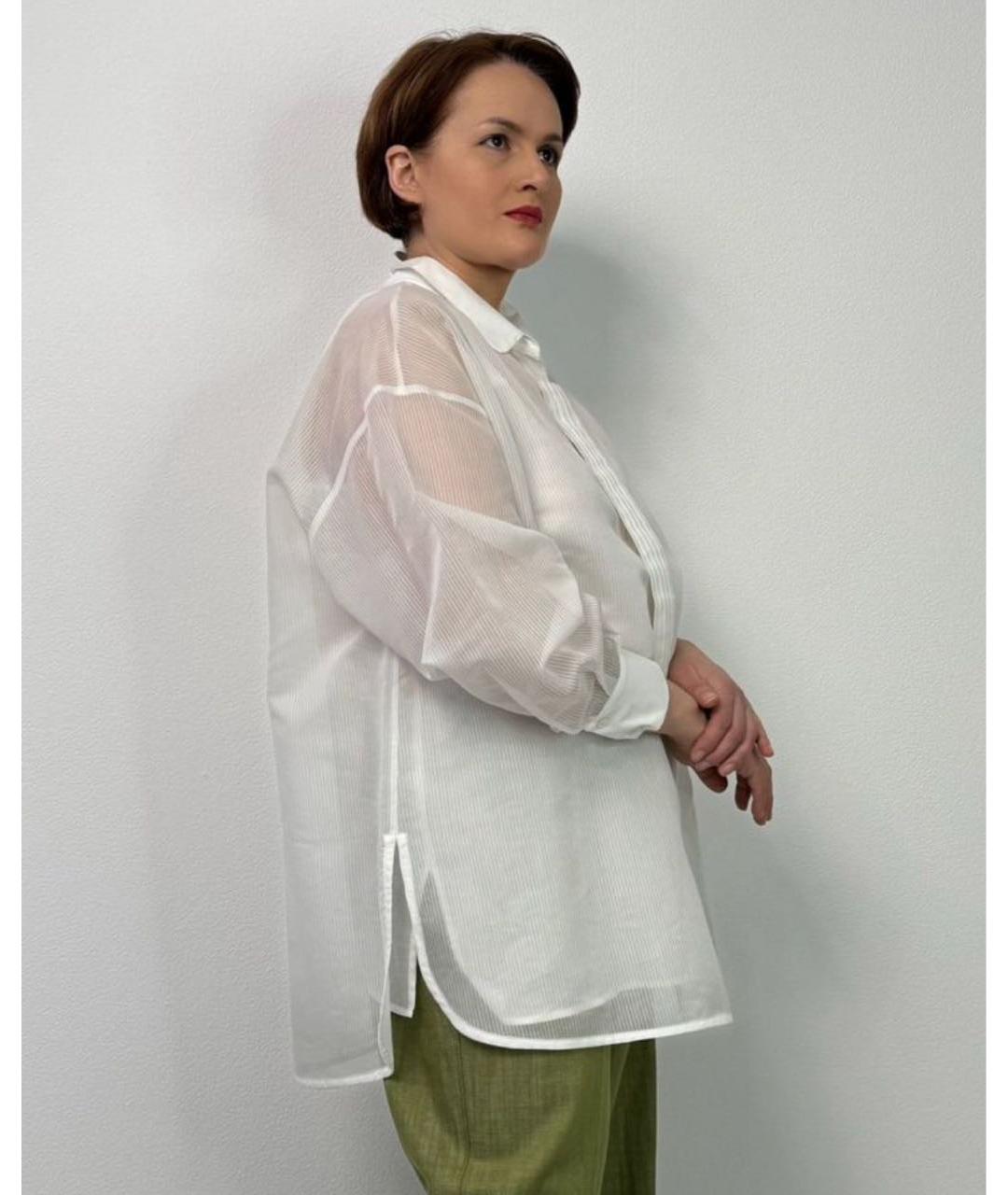MAX MARA Белая хлопковая блузы, фото 4