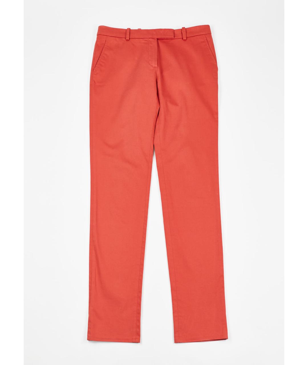 LORO PIANA Коралловые хлопко-эластановые прямые брюки, фото 5