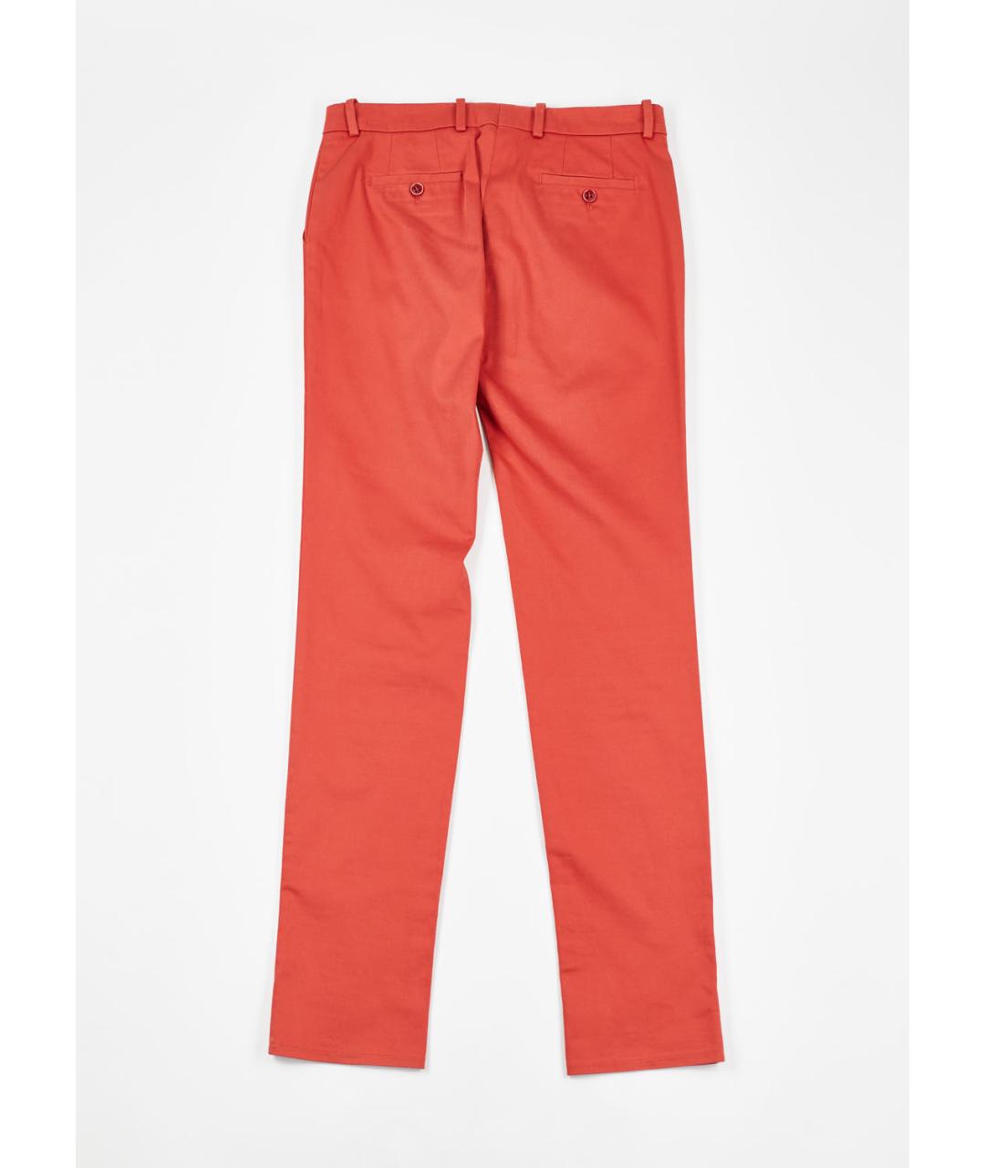LORO PIANA Коралловые хлопко-эластановые прямые брюки, фото 2