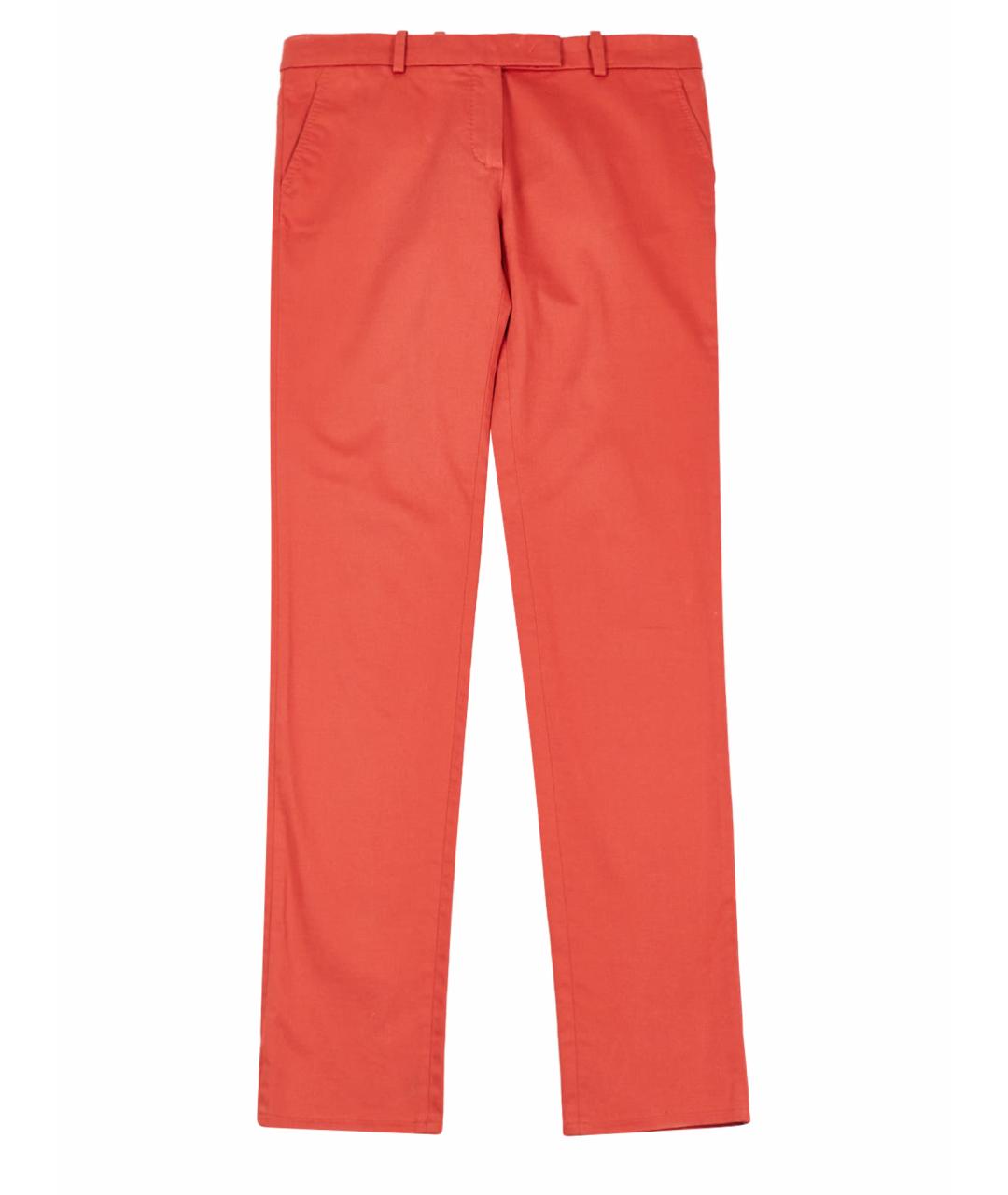 LORO PIANA Коралловые хлопко-эластановые прямые брюки, фото 1