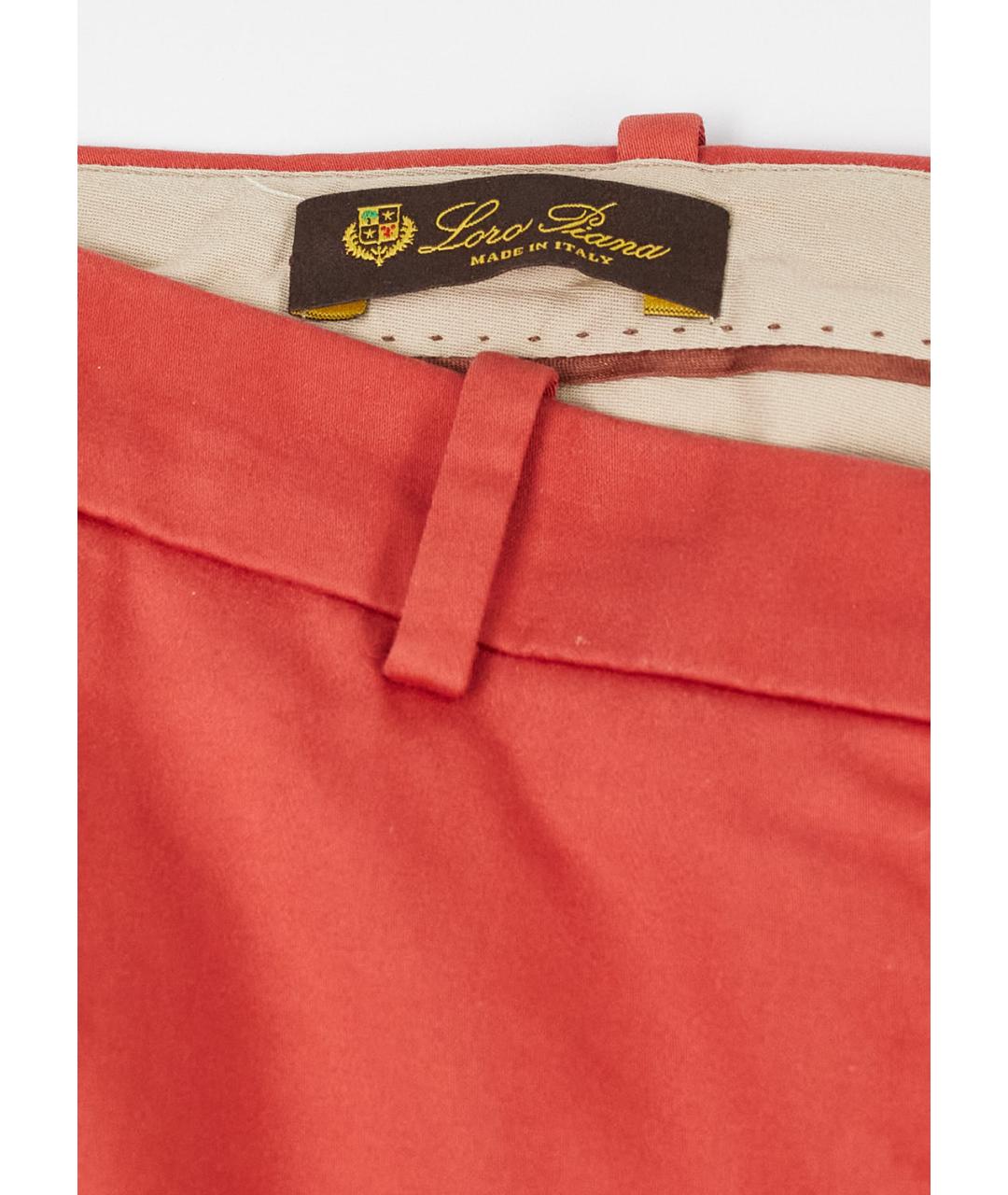 LORO PIANA Коралловые хлопко-эластановые прямые брюки, фото 3