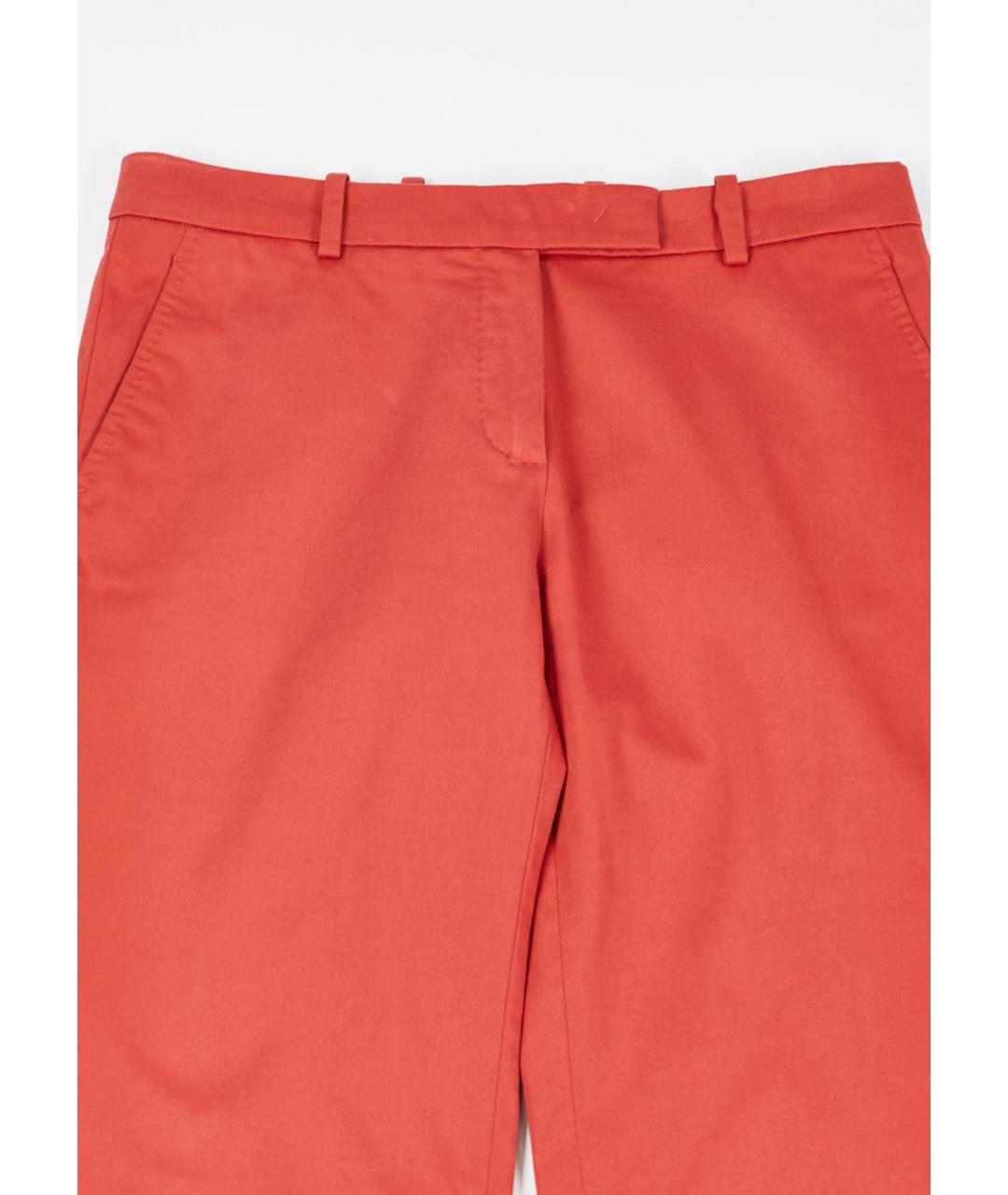 LORO PIANA Коралловые хлопко-эластановые прямые брюки, фото 4
