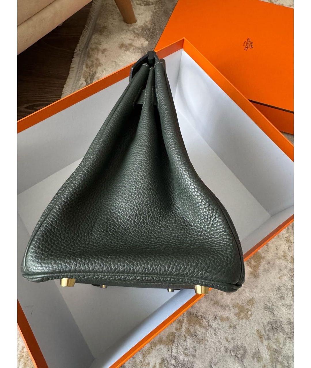 HERMES Зеленая кожаная сумка тоут, фото 2
