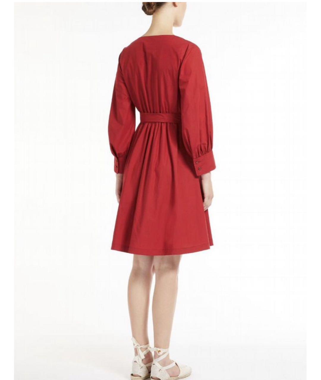 MAX MARA Красное хлопковое повседневное платье, фото 2