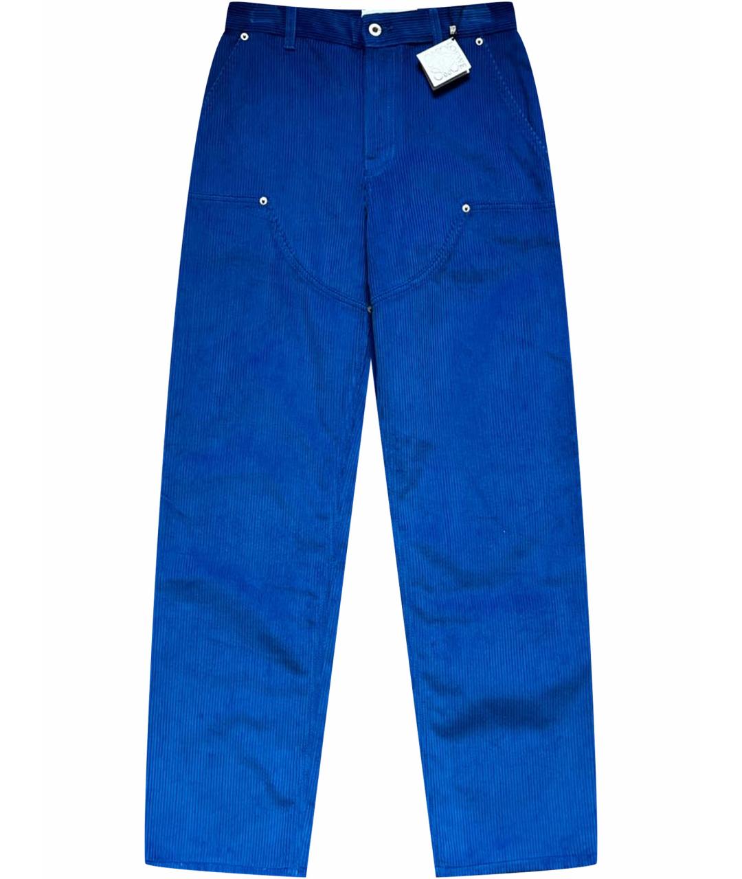 LOEWE Синие хлопковые классические брюки, фото 1