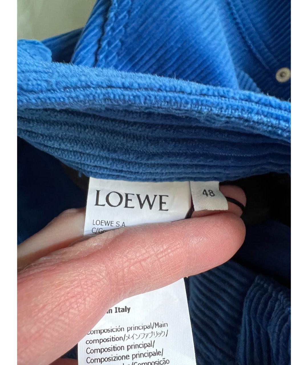 LOEWE Синие хлопковые классические брюки, фото 5