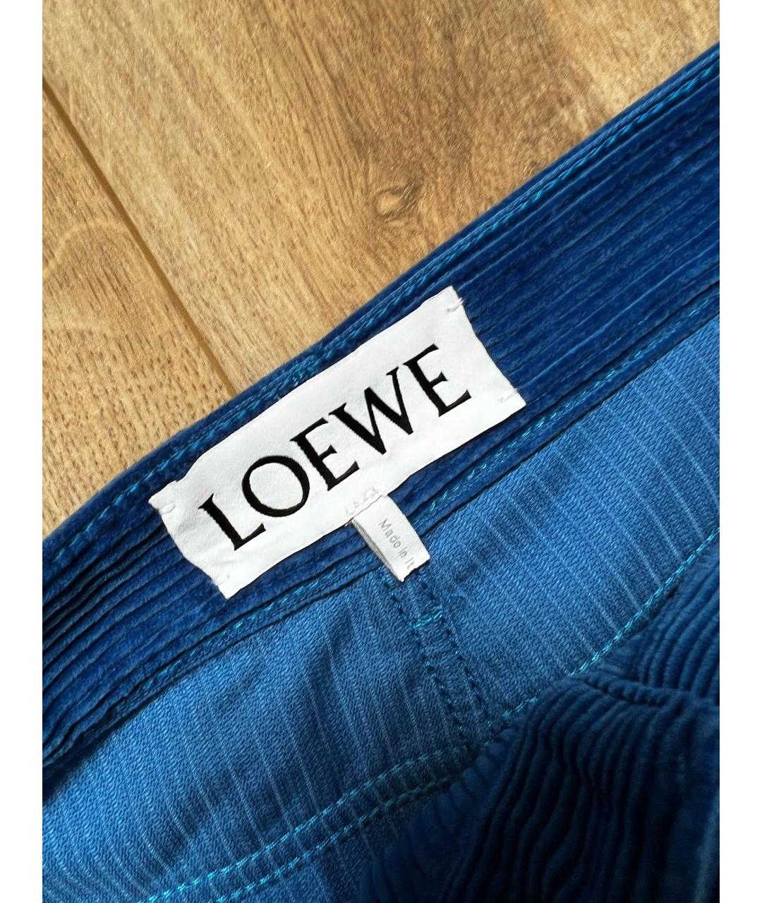 LOEWE Синие хлопковые классические брюки, фото 3