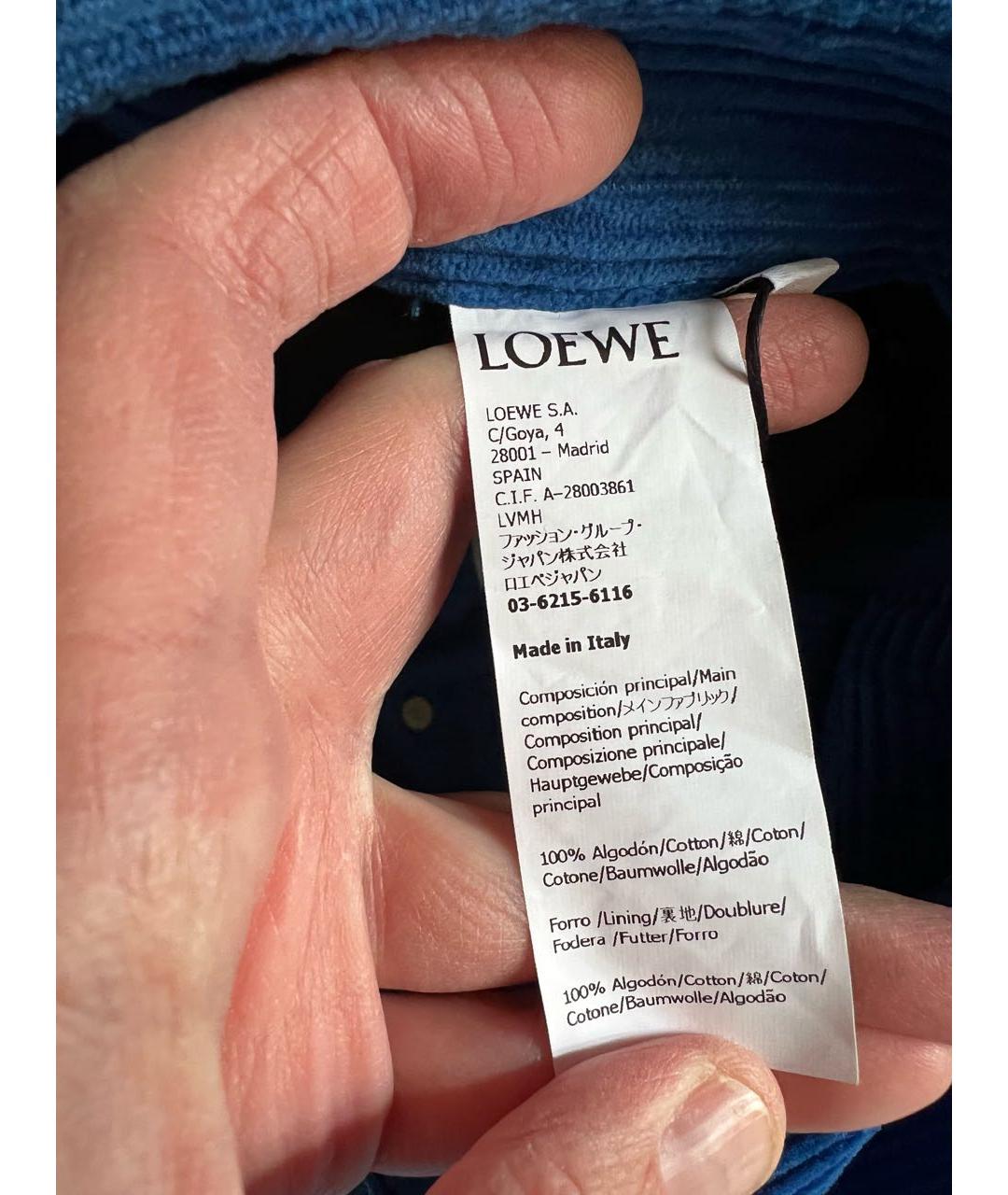 LOEWE Синие хлопковые классические брюки, фото 4