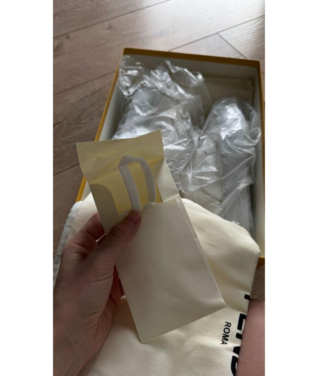 FENDI Белые кожаные кеды, фото 5