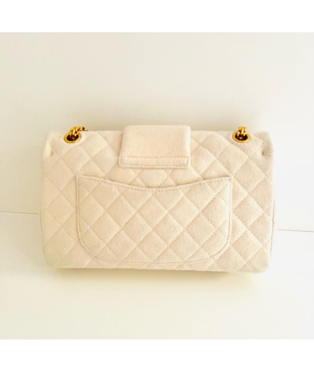 CHANEL Белая шерстяная сумка через плечо, фото 3