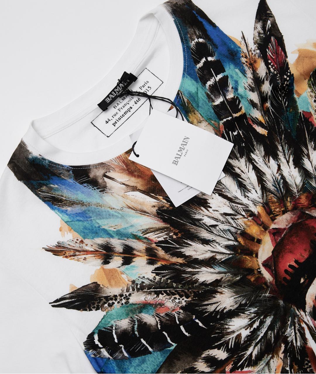 BALMAIN Белая хлопковая футболка, фото 4