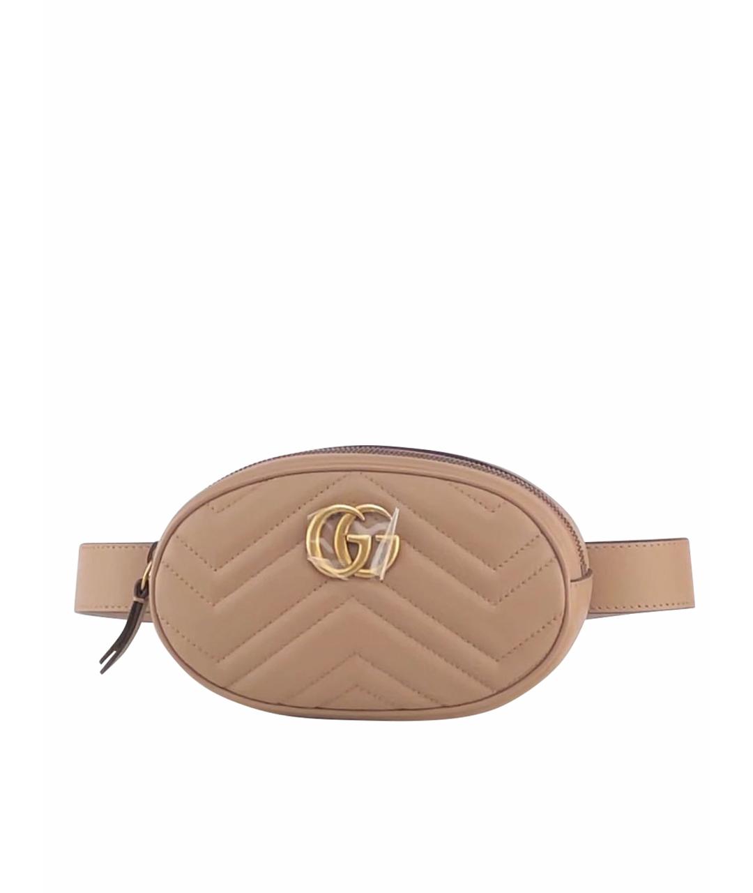 GUCCI Бежевая кожаная поясная сумка, фото 1