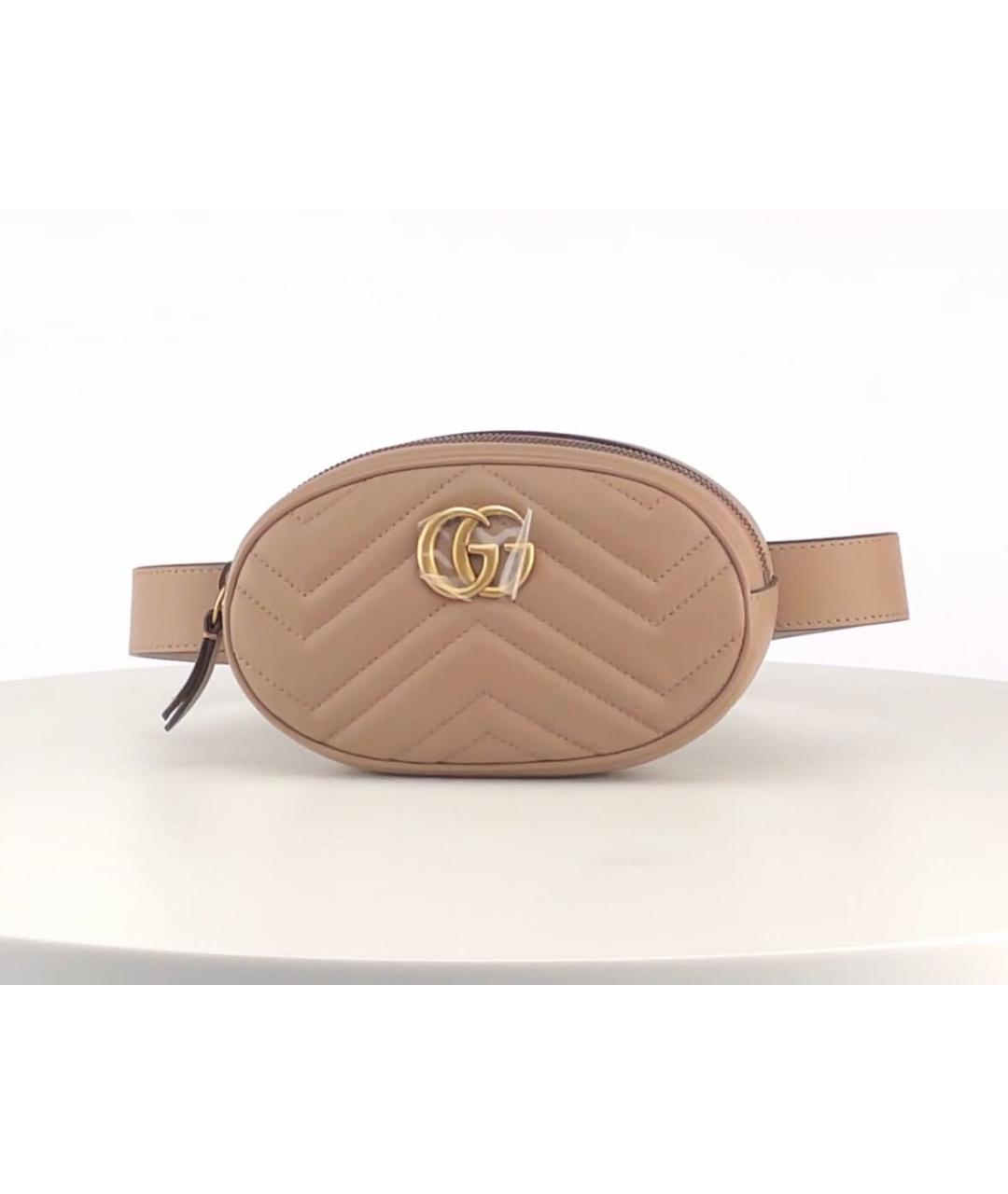 GUCCI Бежевая кожаная поясная сумка, фото 7