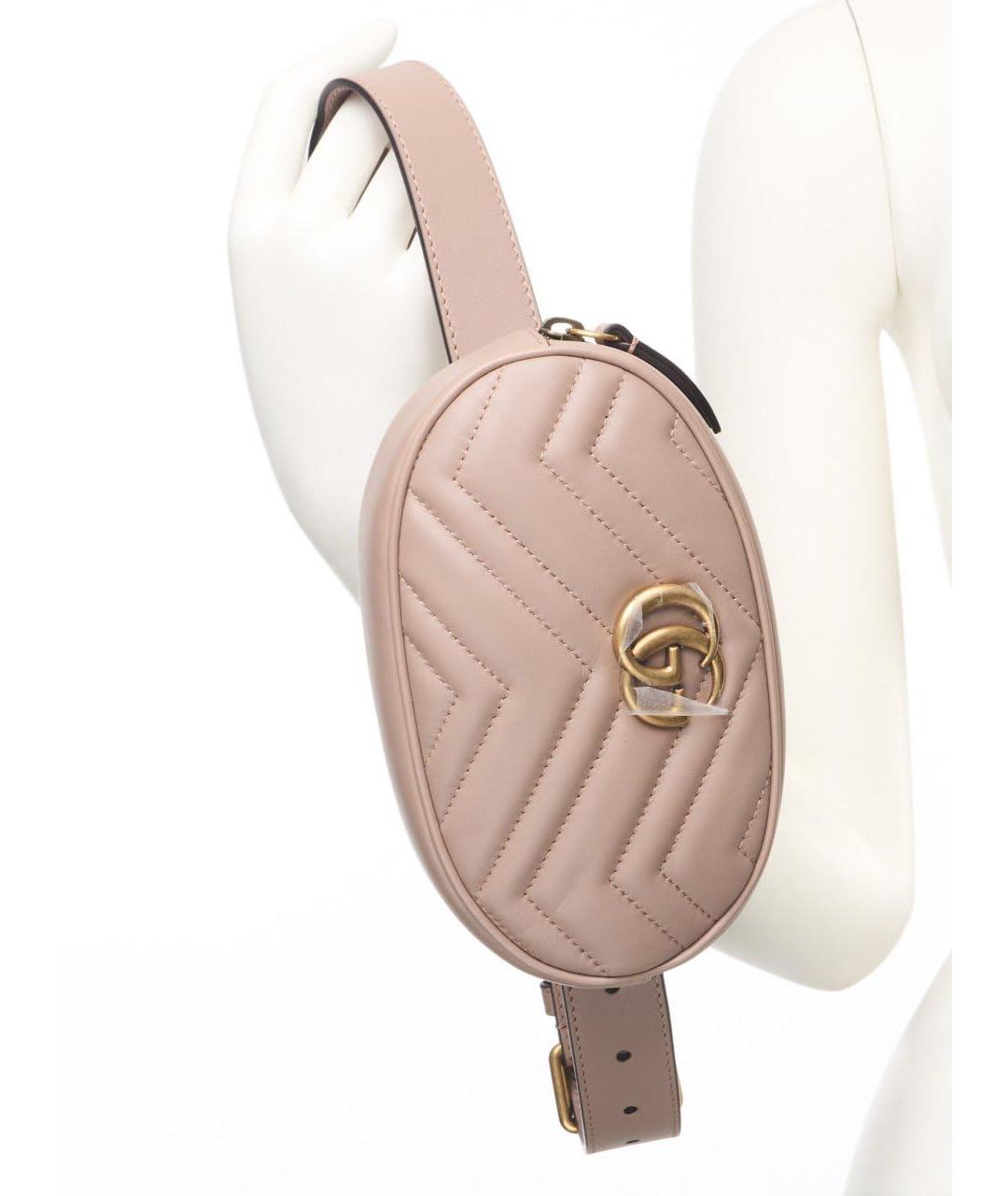 GUCCI Бежевая кожаная поясная сумка, фото 4
