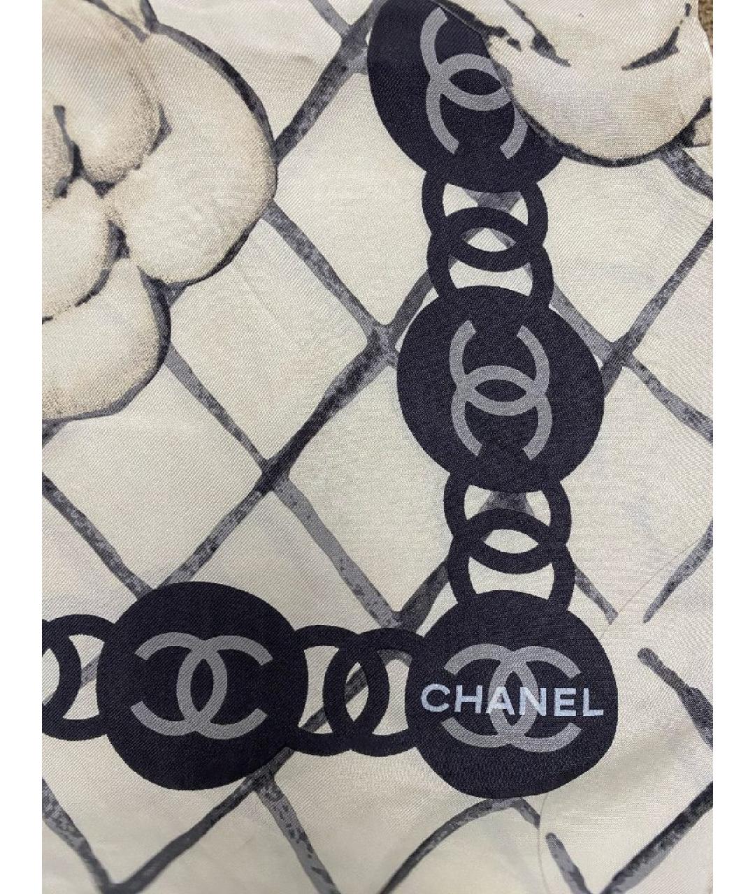 CHANEL Белый шелковый платок, фото 6