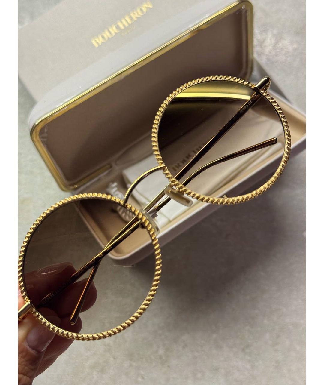 BOUCHERON Золотые металлические солнцезащитные очки, фото 4
